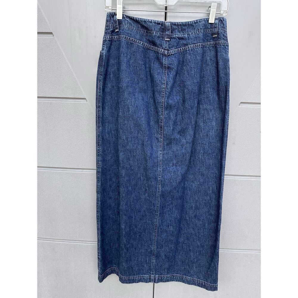 VTG 90s Jones New York Cotton Denim Maxi Skirt full button front Western Y2K Sz4 - Picture 4 of 9